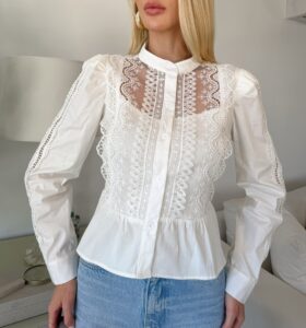 Camisa Recorte Renda Guipir