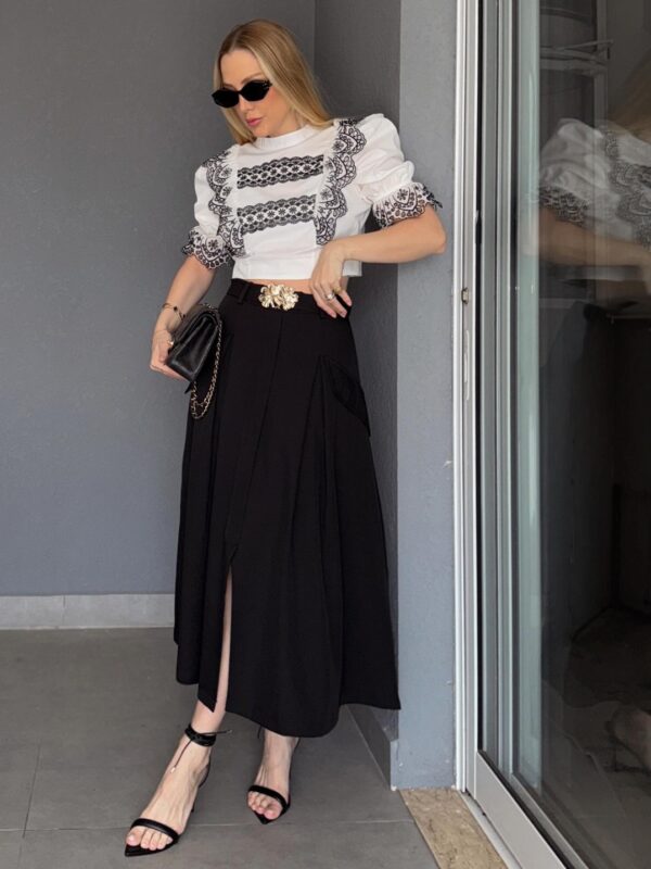 Cropped Bicolor Babados