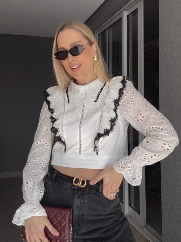 Cropped Bicolor Babados