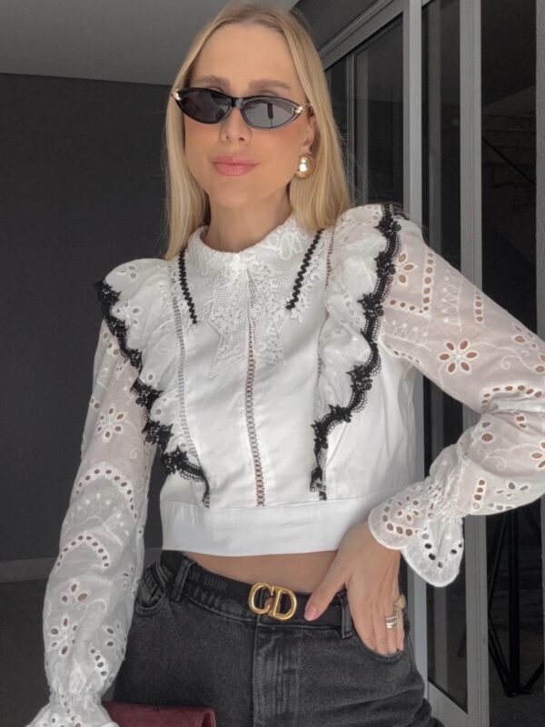 Cropped Bicolor Babados