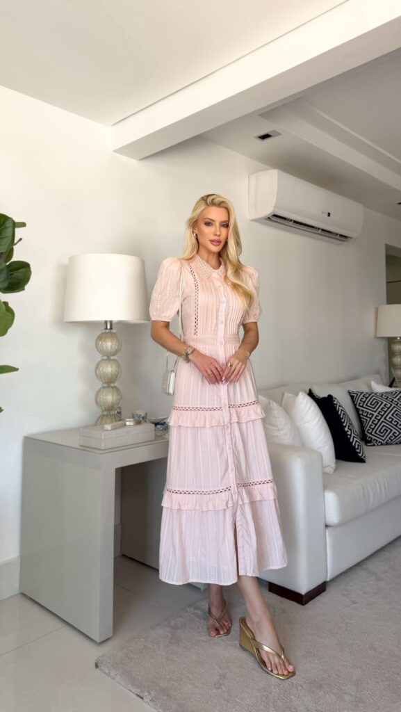 Vestido Longo Rosa Delicado