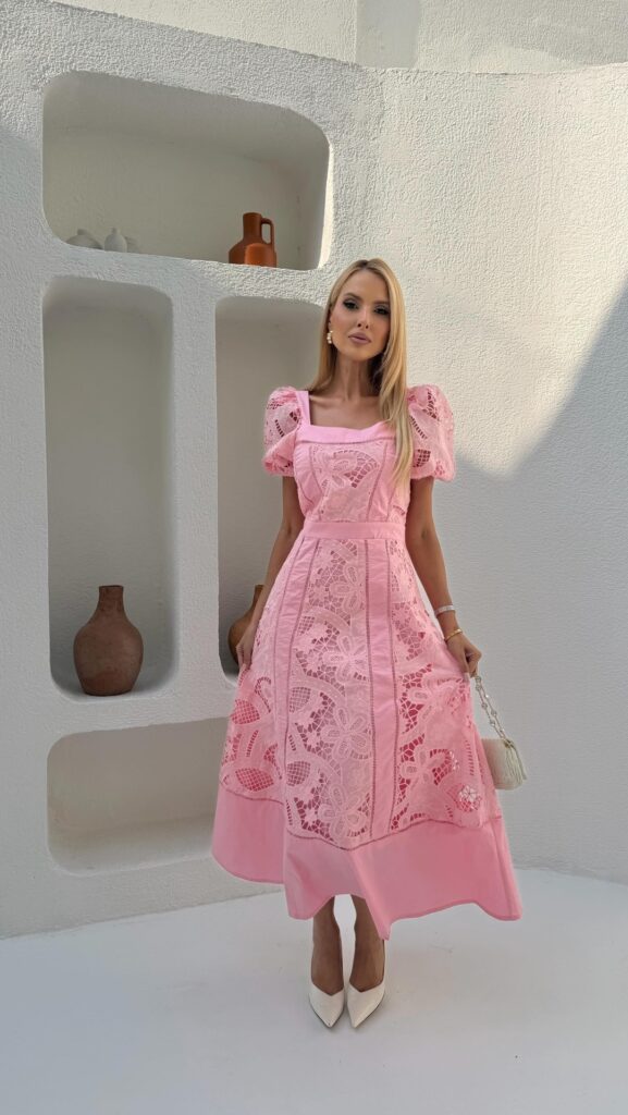 Vestido Longo Rosa Estruturado