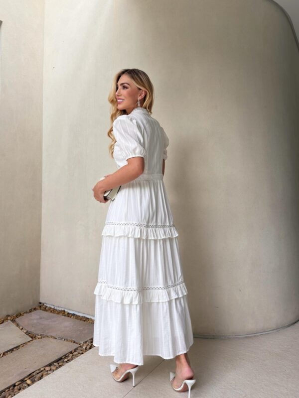 Vestido Midi Branco com Gola