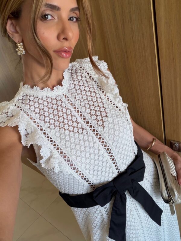Vestido Renda Guipir com Faixa