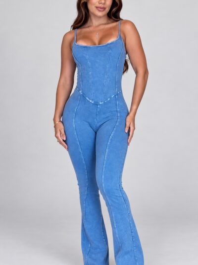 Macacão Jeans Estonado Azul Claro