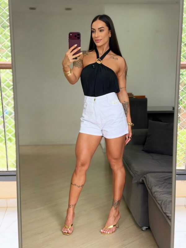 Short Branco Cintura Alta