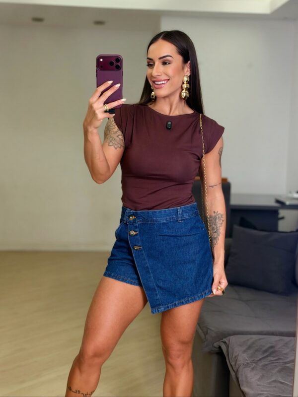 Short Saia Jeans Transpassado