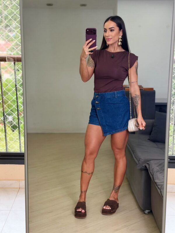 Short Saia Jeans Transpassado