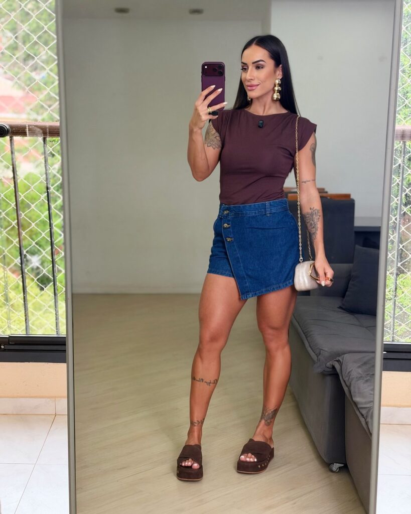 Short Saia Jeans Transpassado
